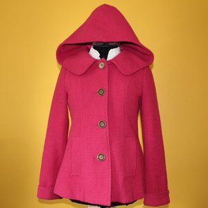 Tulle Hot Pink Hooded A-Line Style Jacket Sz M